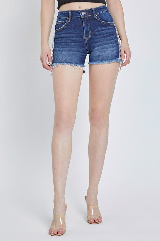 Kvinders Høj Talje Rhinestone Frynse Shorts