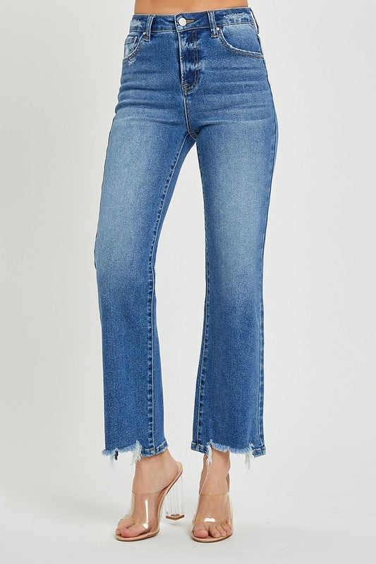 Kvinders Høj Talje Ankel Jeans Afslappet Denim