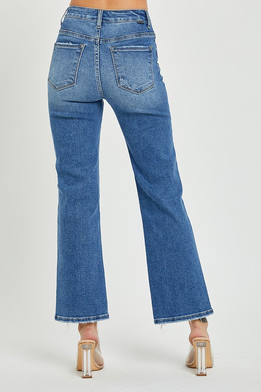 Kvinders Høj Talje Ankel Jeans Afslappet Denim