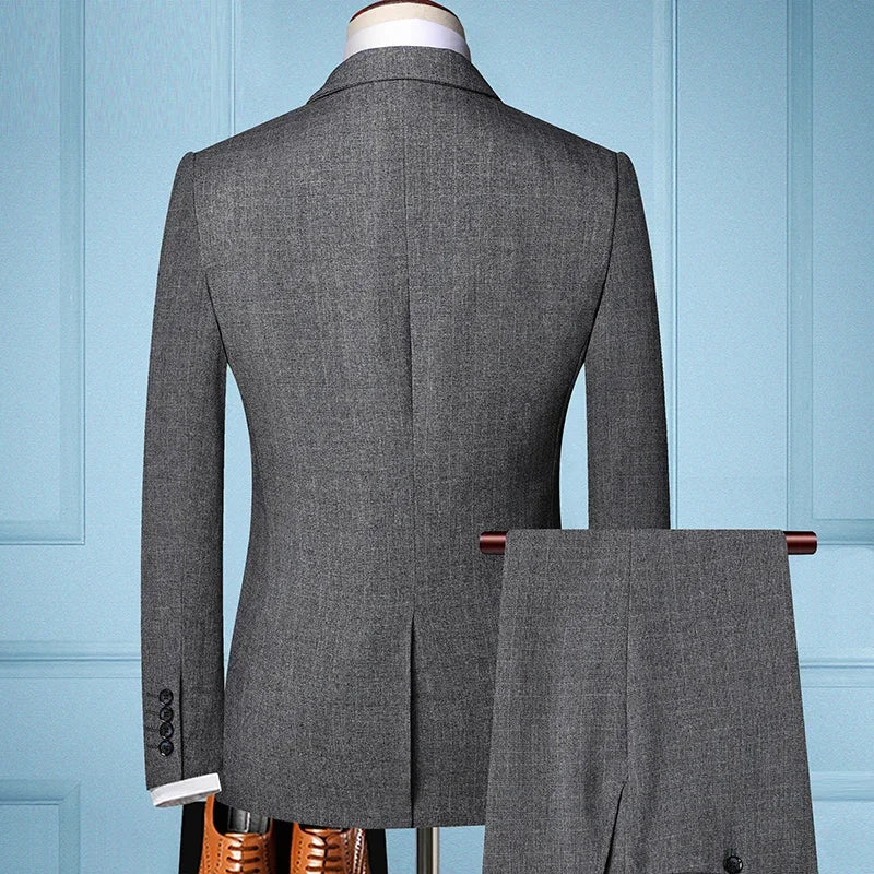 Elegant Slim Fit Herre 3-delt Jakkesæt – Forretnings Bryllup Formelt Sæt