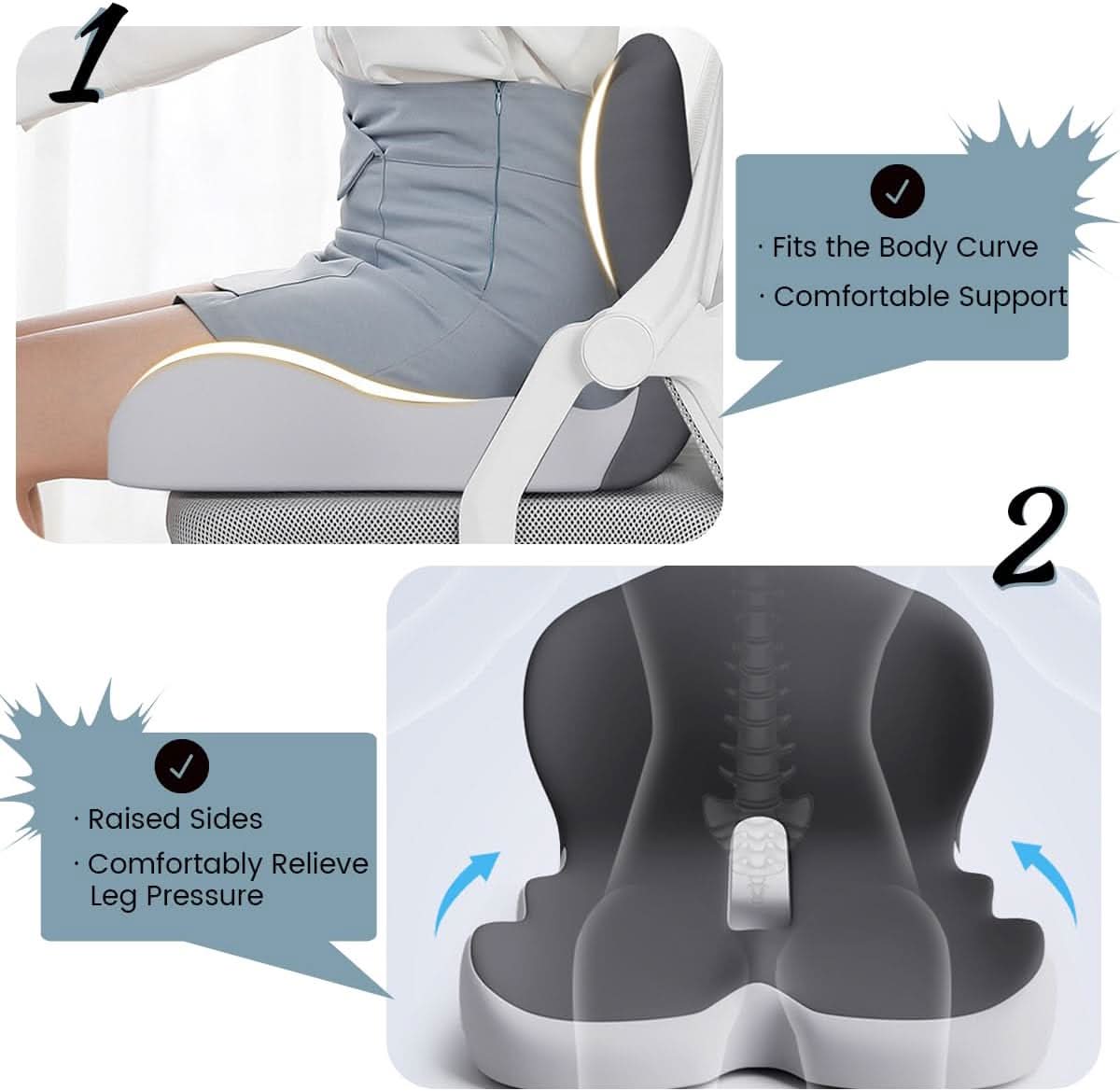 ErgoComfort Pad Sædehynde til Kontor og Bil