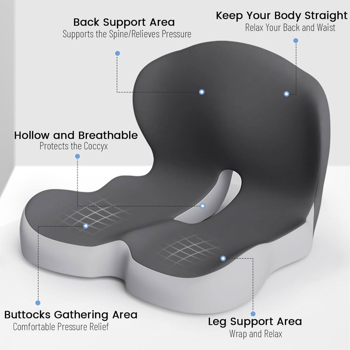 ErgoComfort Pad Sædehynde til Kontor og Bil