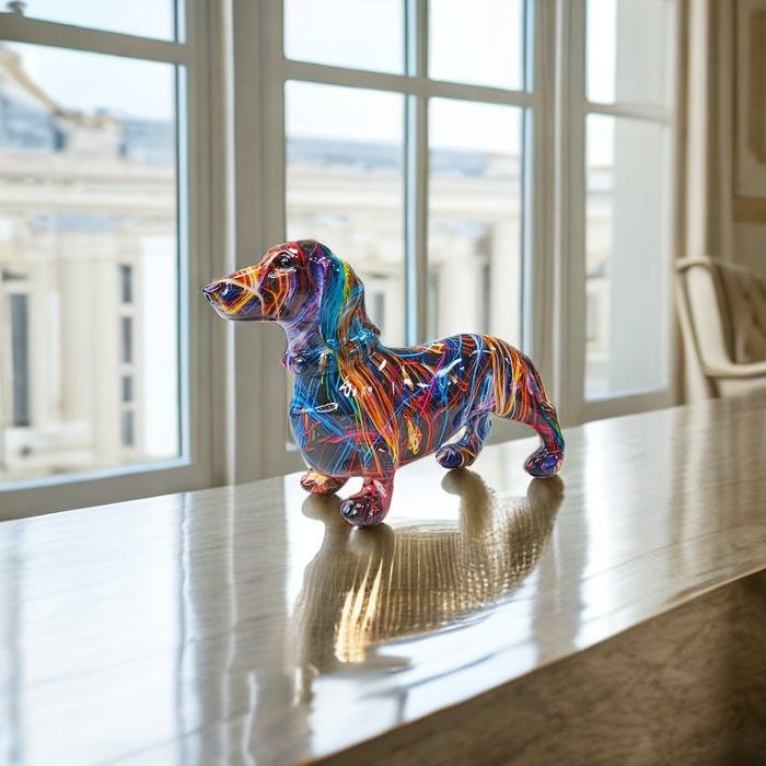 Farverig Gravhund Statue Legende Boligindretning