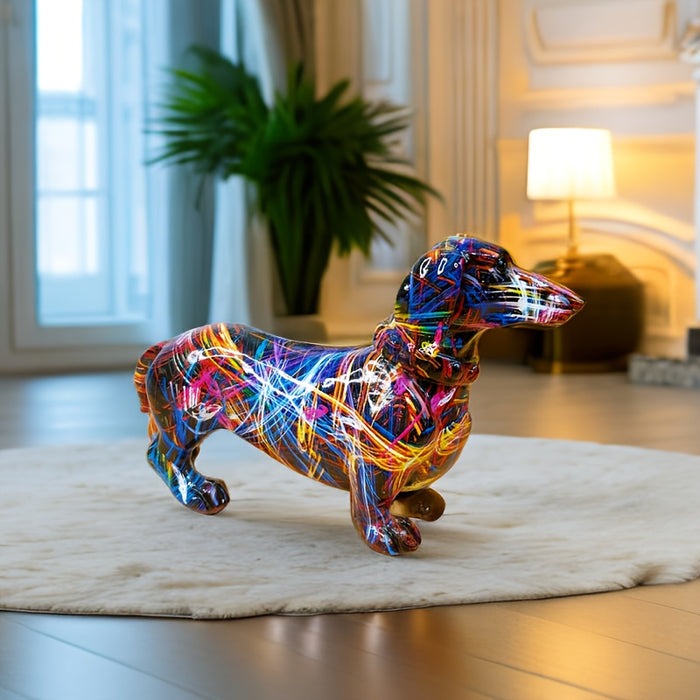 Farverig Gravhund Statue Legende Boligindretning