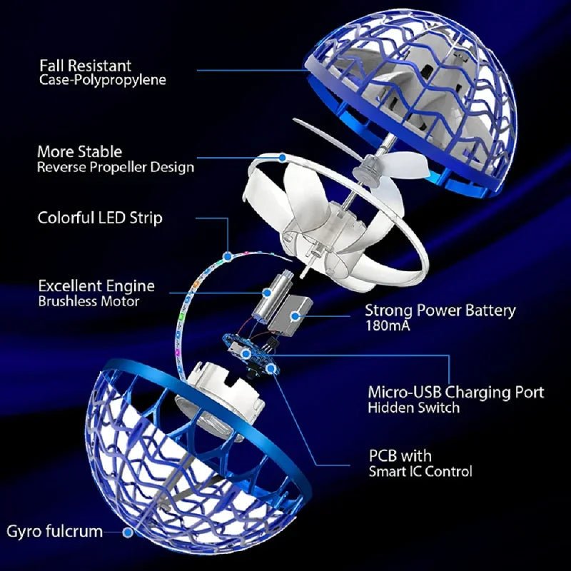 Flyvende Gyroskop med 360° Design og LED-lyseffekter