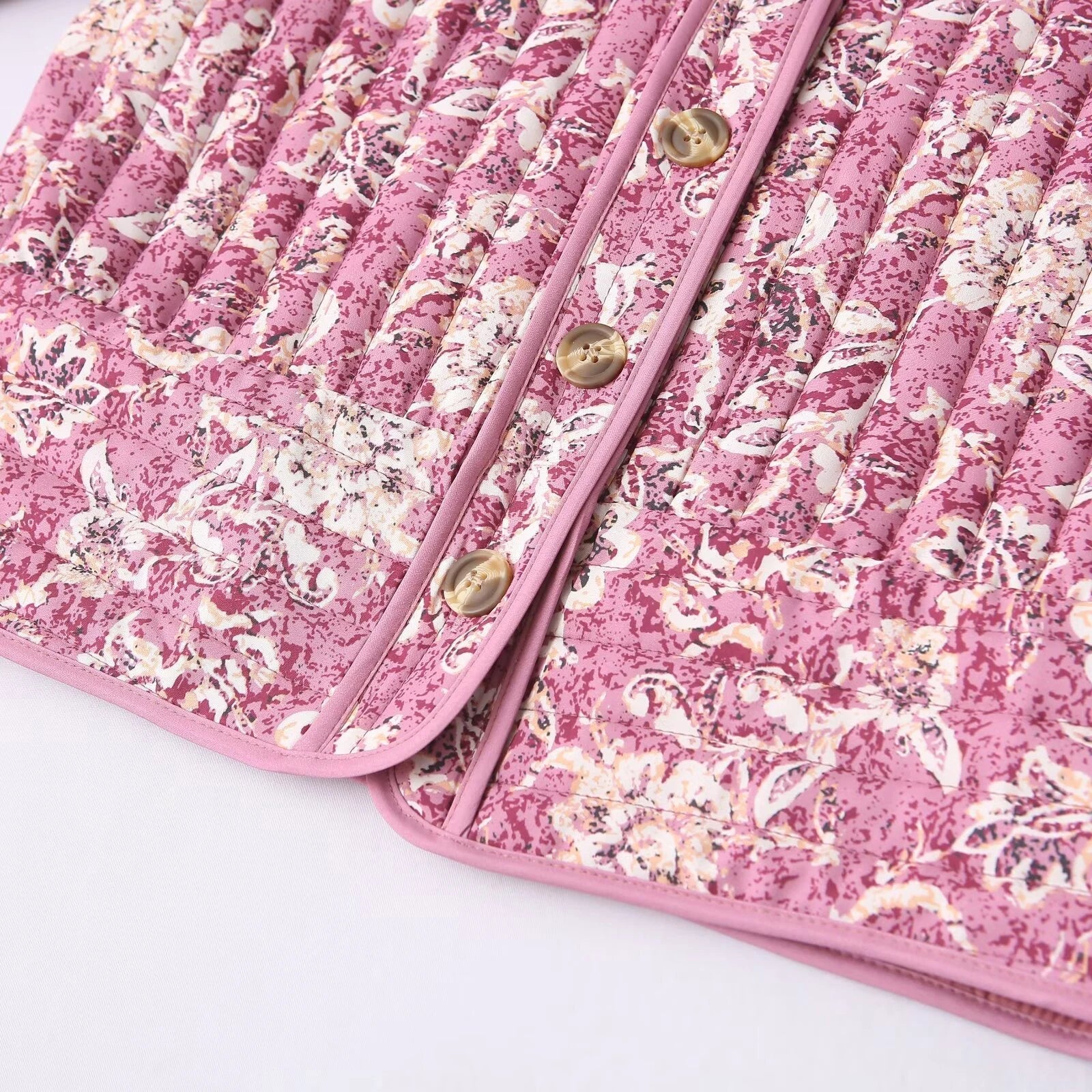 Forårsjakke Dame Cropped Puffer Med Blomsterprint