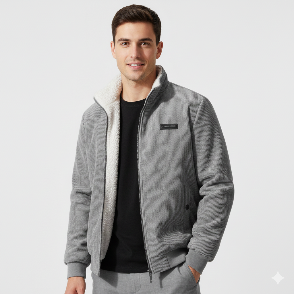 Glenn Herre Corduroy Vest – Varm Sherpa-foret Jakke med Komfortabel Pasform