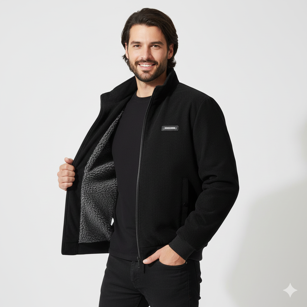 Glenn Herre Corduroy Vest – Varm Sherpa-foret Jakke med Komfortabel Pasform