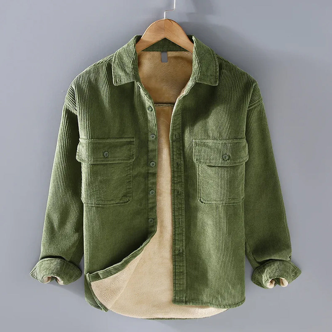 Ruben Herre Overskjorte – Corduroy Foderet med Fleece, Knapper & Lige Snit