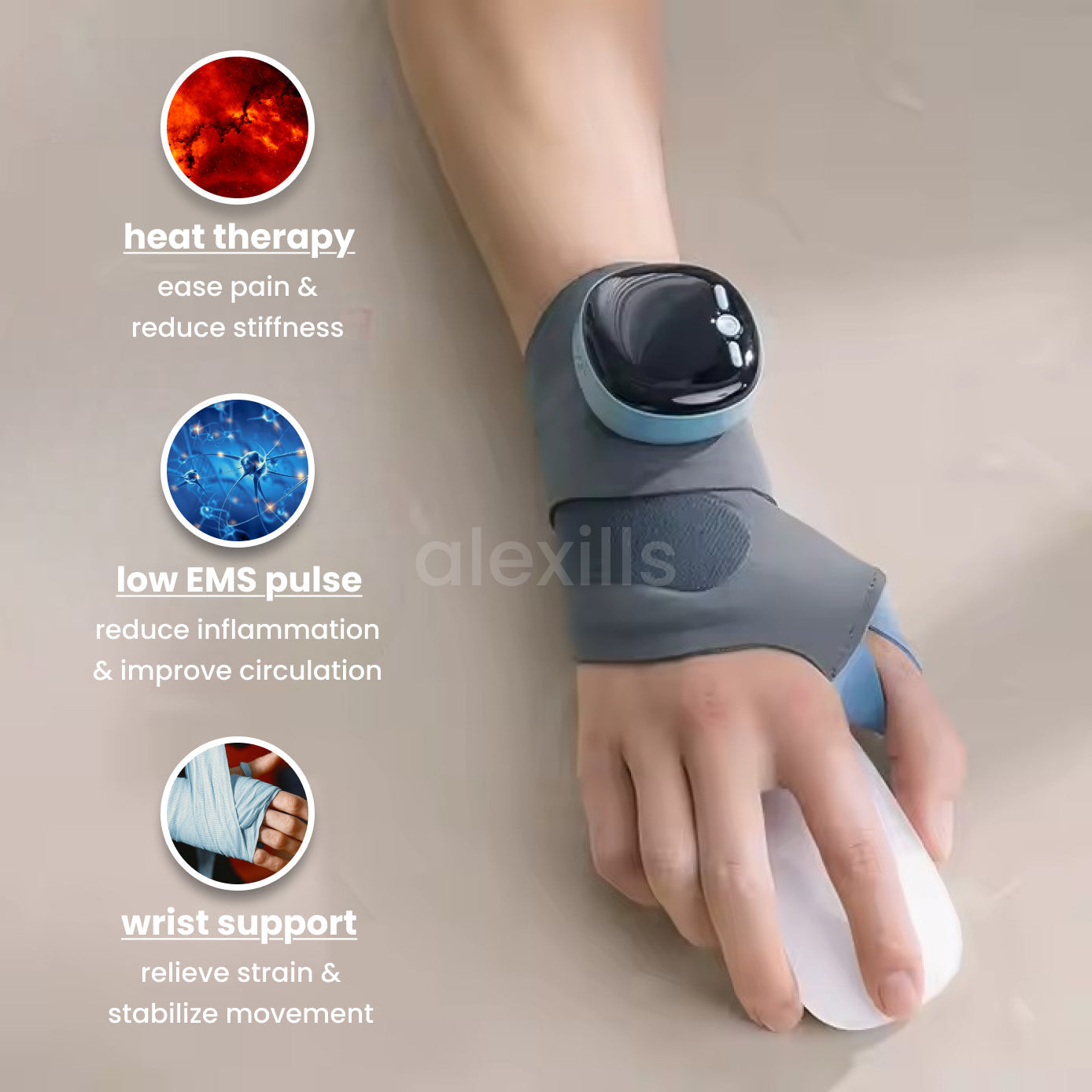ThermaFlex EMS Håndledsbandage | Smart Lindring, altid og overalt-zarada.dk
