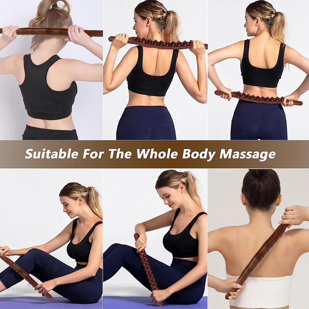 Gua Sha Massage Stick i Træ til Muskelafslapning