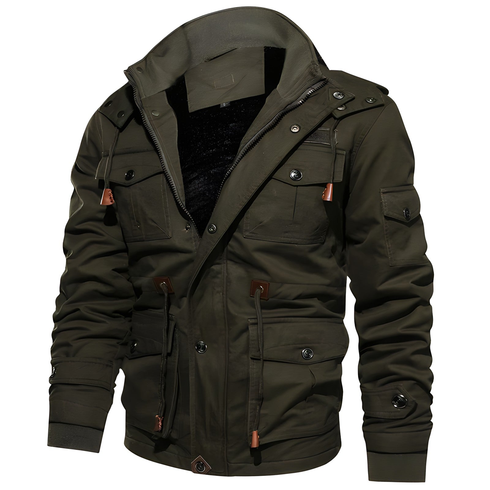 George Veste Outdoor Mand – Militærstil med Fôret Hætte & Flere Lommer