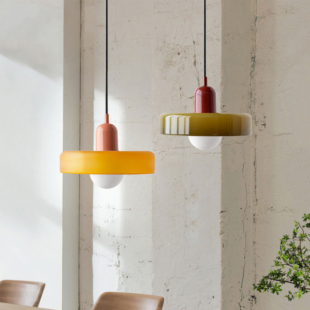 Hængelampe i Farvet Glas Moderne Design