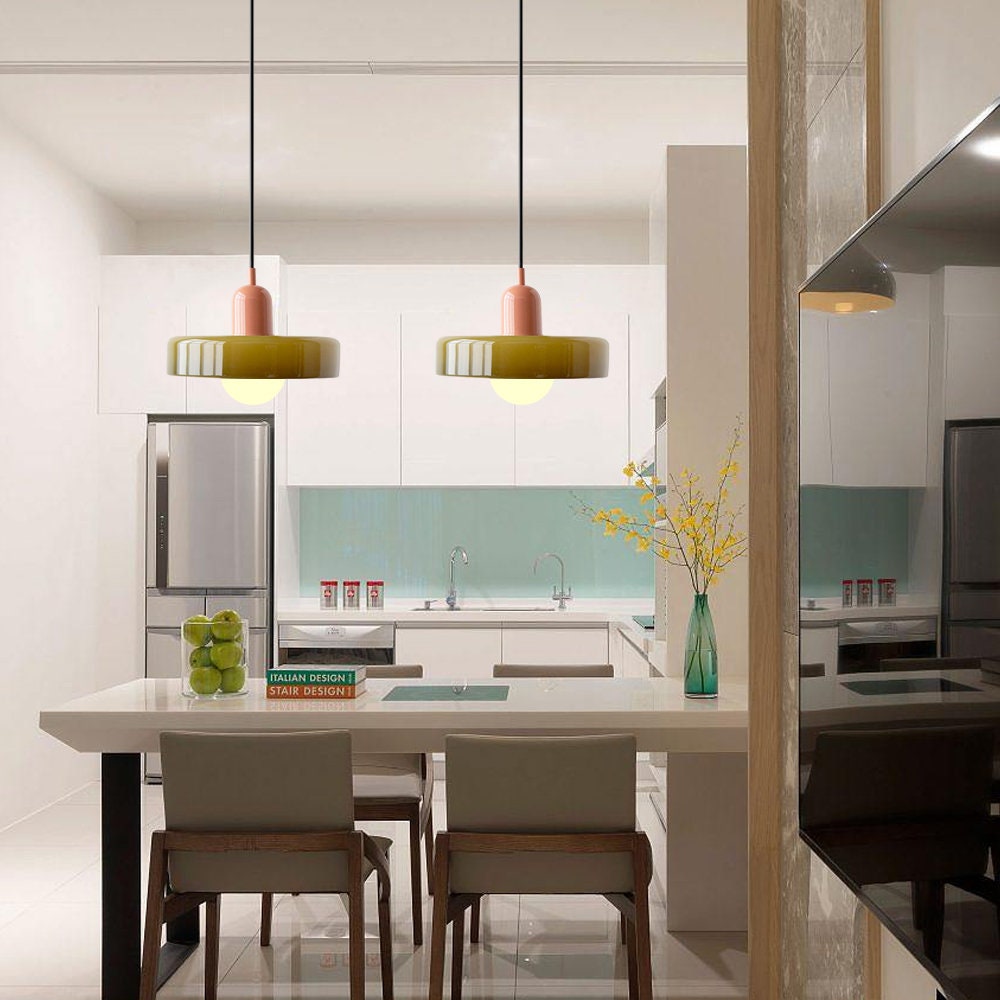 Hængelampe i Farvet Glas Moderne Design