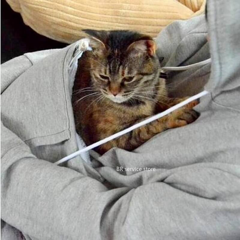Hætte Trøje Til Katte Med Kattelomme Komfortabel Indendørs Design