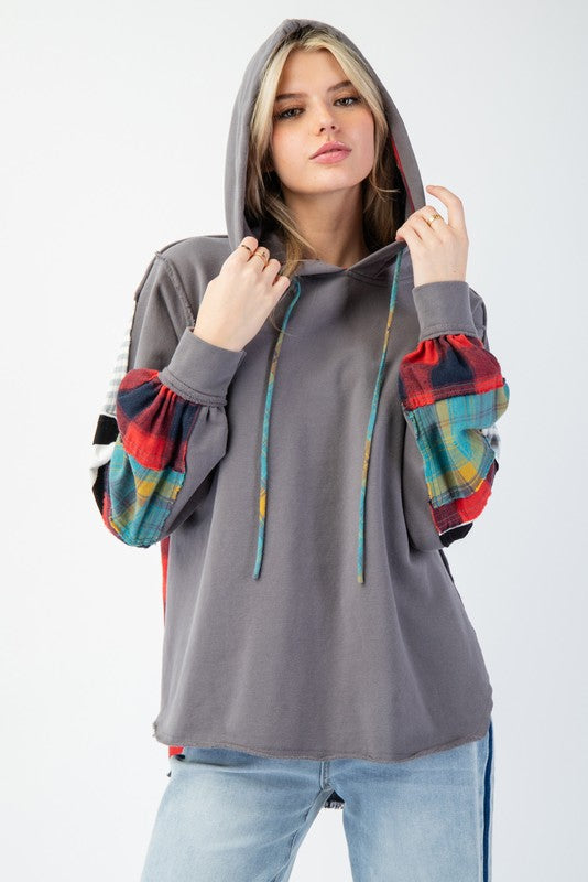 Hættetrøje Mænd Plaid Casual Terry Knit Materiale