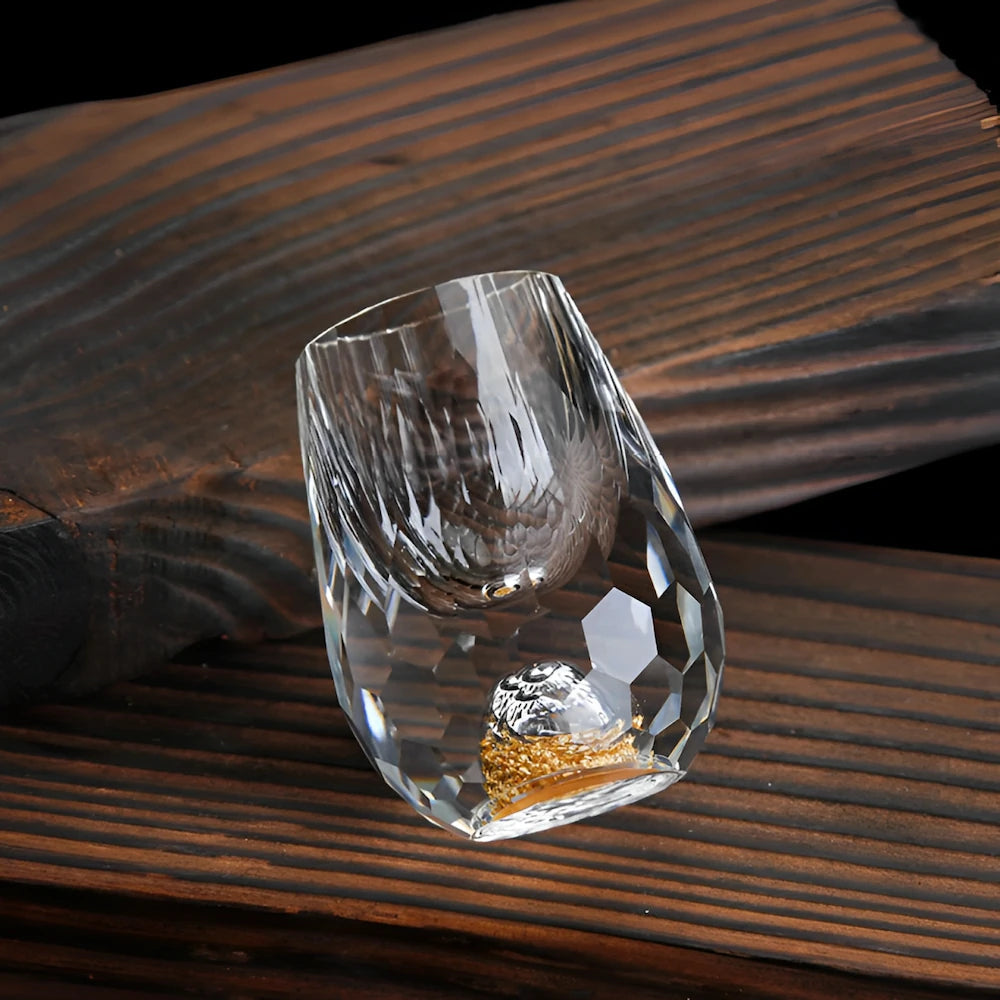 Håndlavede Krystalglas Sæt til Whisky med Guldflakedetaljer