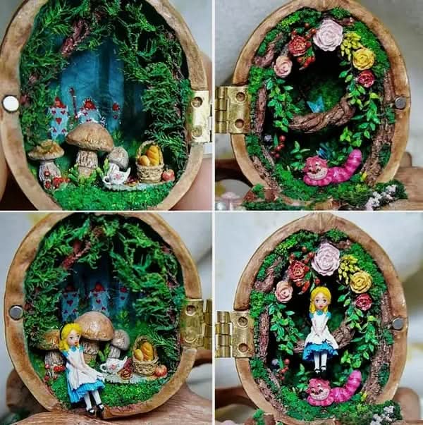 Håndlavet Dukkehus med Indvendig Belysning - Unik Miniature Dekoration
