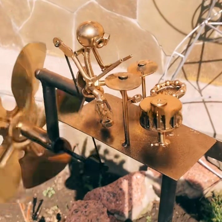 Håndlavet Metal Vindmølle Kinetisk Skulptur