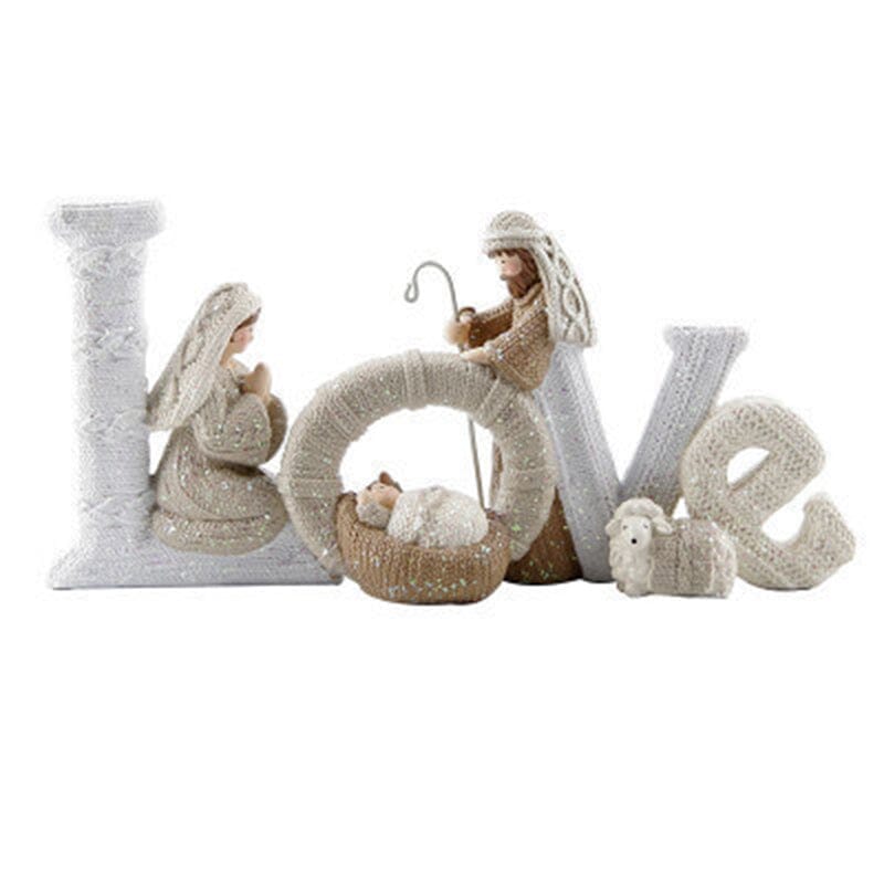 Håndlavet Nativitetsstatue Familie Dekoration