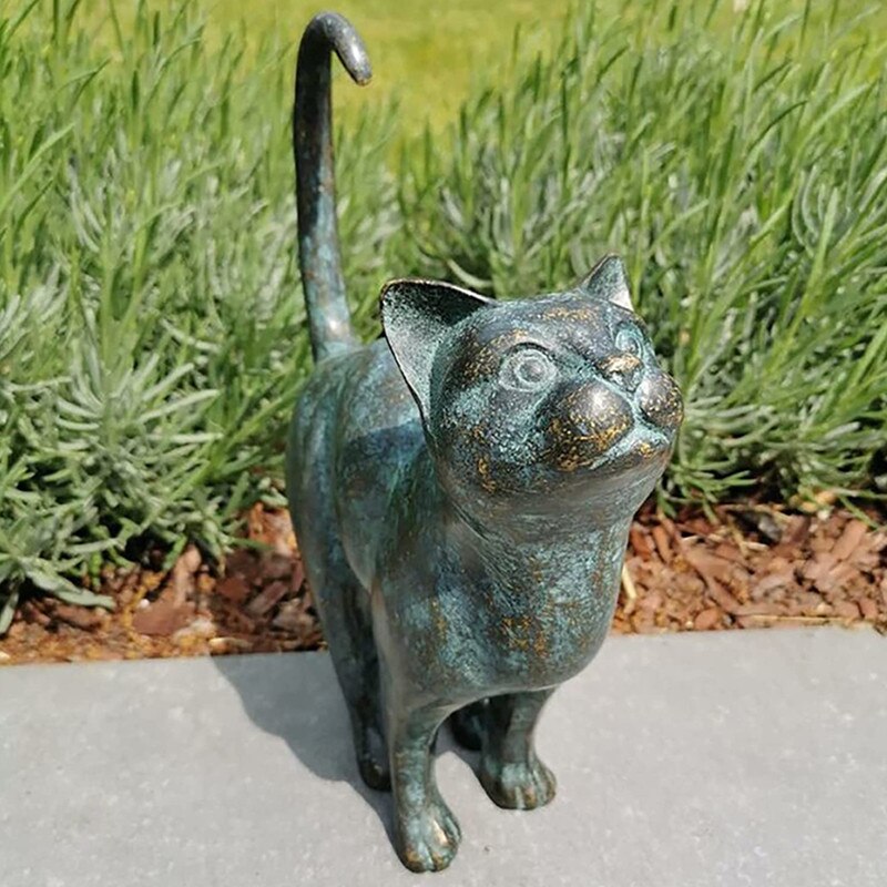 Havekatte Statue Dekoration - Naturtro Ude Skulptur til Haven