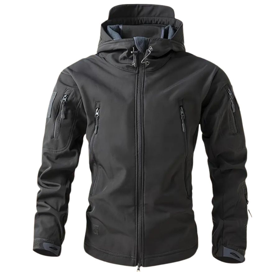 Lusian Herre Softshell Jakke – Justerbar Hættejakke med Lynlås og Lommer