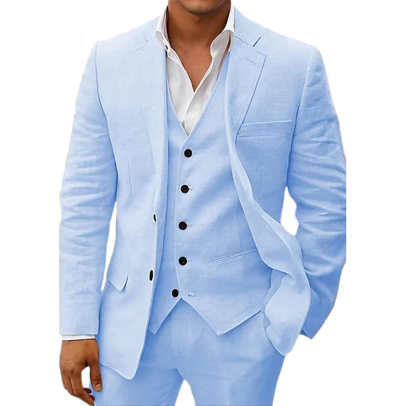 Herre 3-Delt Dragt med Vest Modern Fit