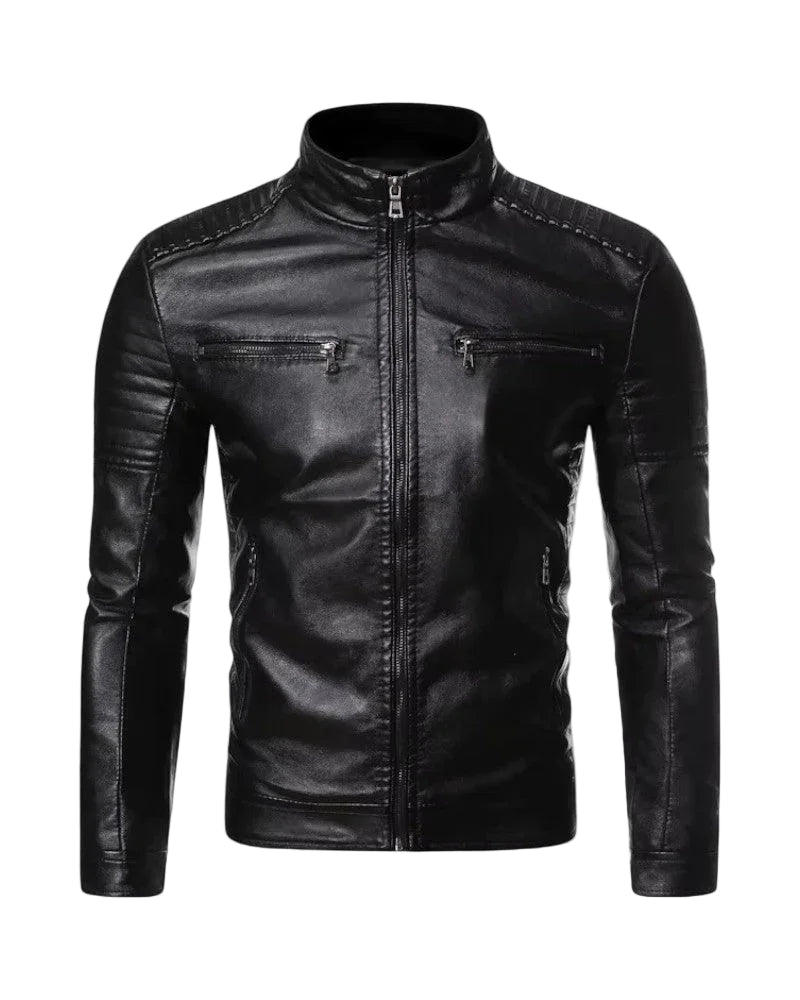 Herre Bikerjakke Slim Fit