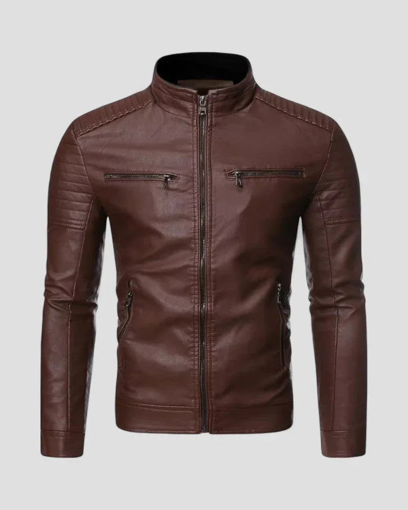 Herre Bikerjakke Slim Fit