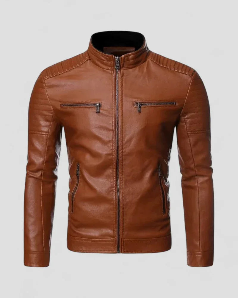 Herre Bikerjakke Slim Fit