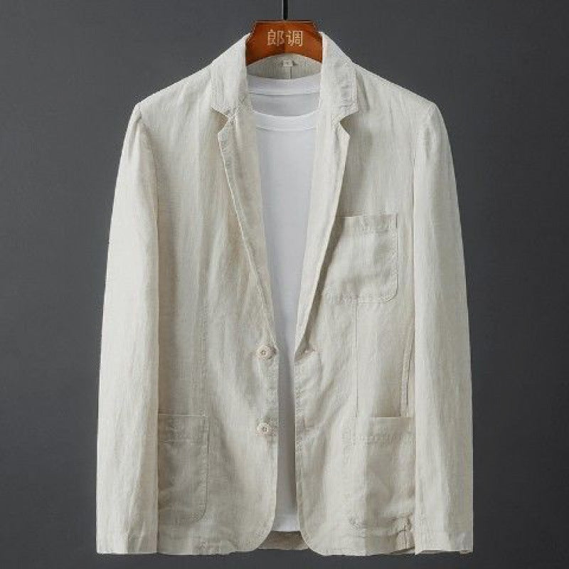 Herre Blazer Jakke Slank Leinen Med Elegant Reverskrave