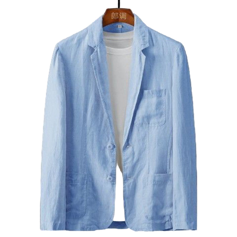 Herre Blazer Jakke Slank Leinen Med Elegant Reverskrave