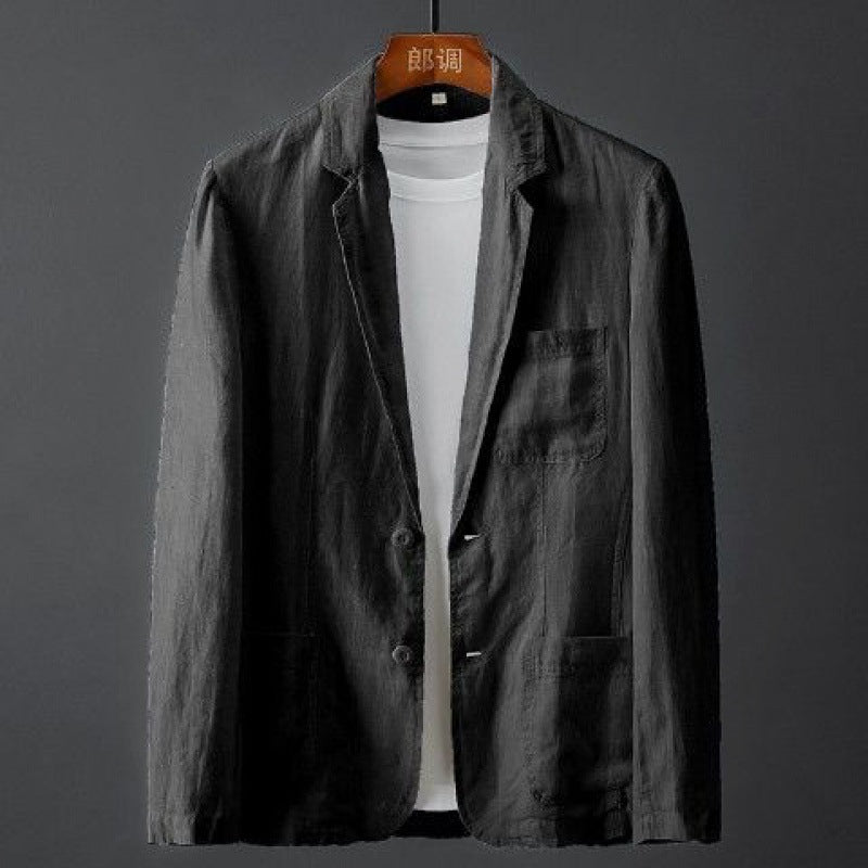 Herre Blazer Jakke Slank Leinen Med Elegant Reverskrave
