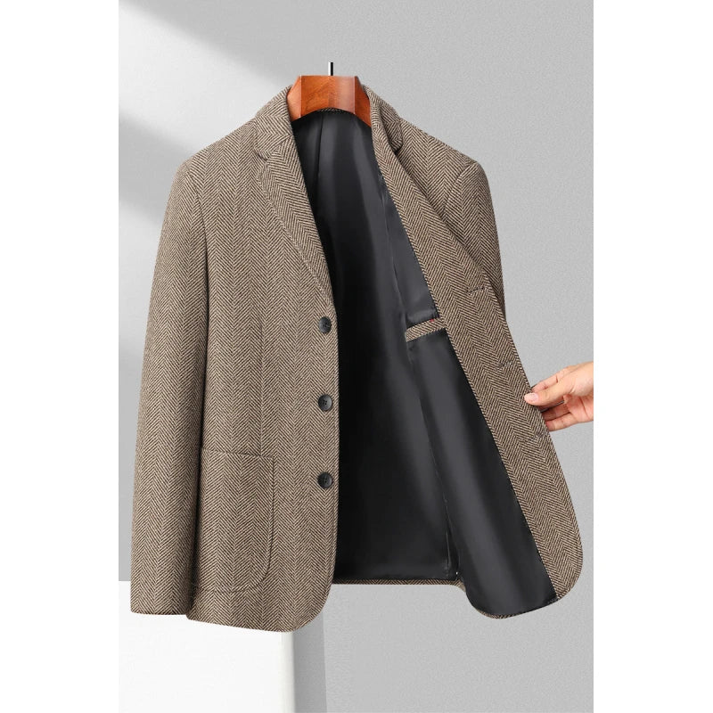 Herre Blazer i Ullblanding Med Skræddersyet Pasform