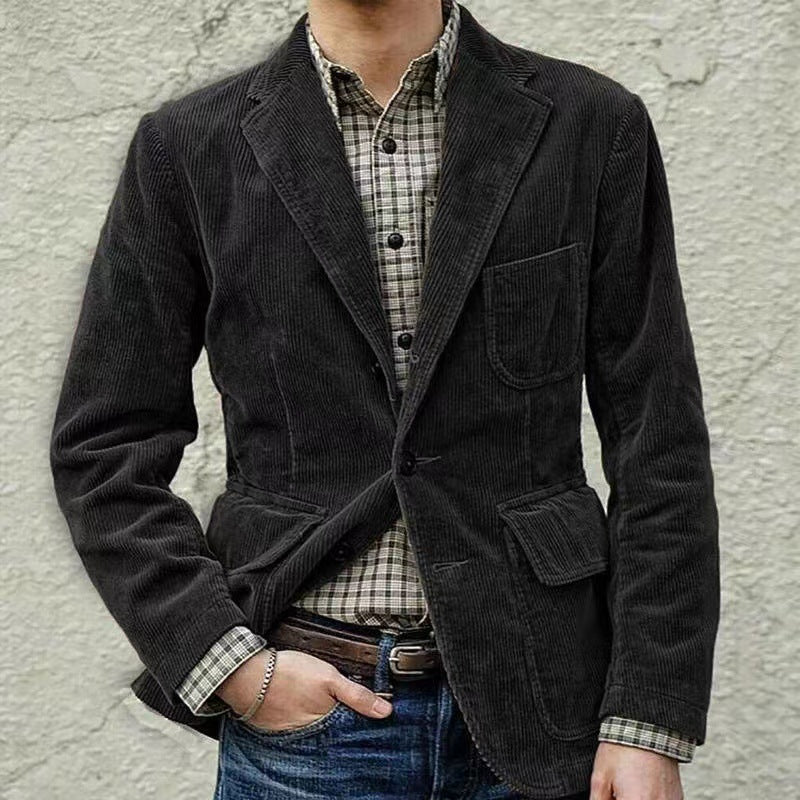 Herre Blazer og Vest Sæt Cord Komfortabel Modern