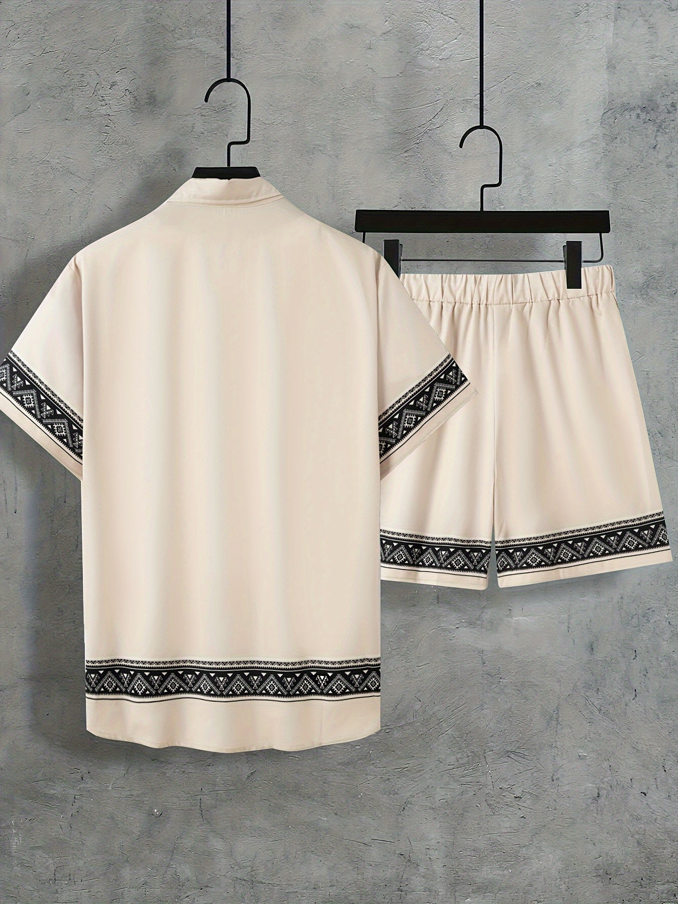Herre Boho Sommer Sæt Todelt Skjorte og Shorts