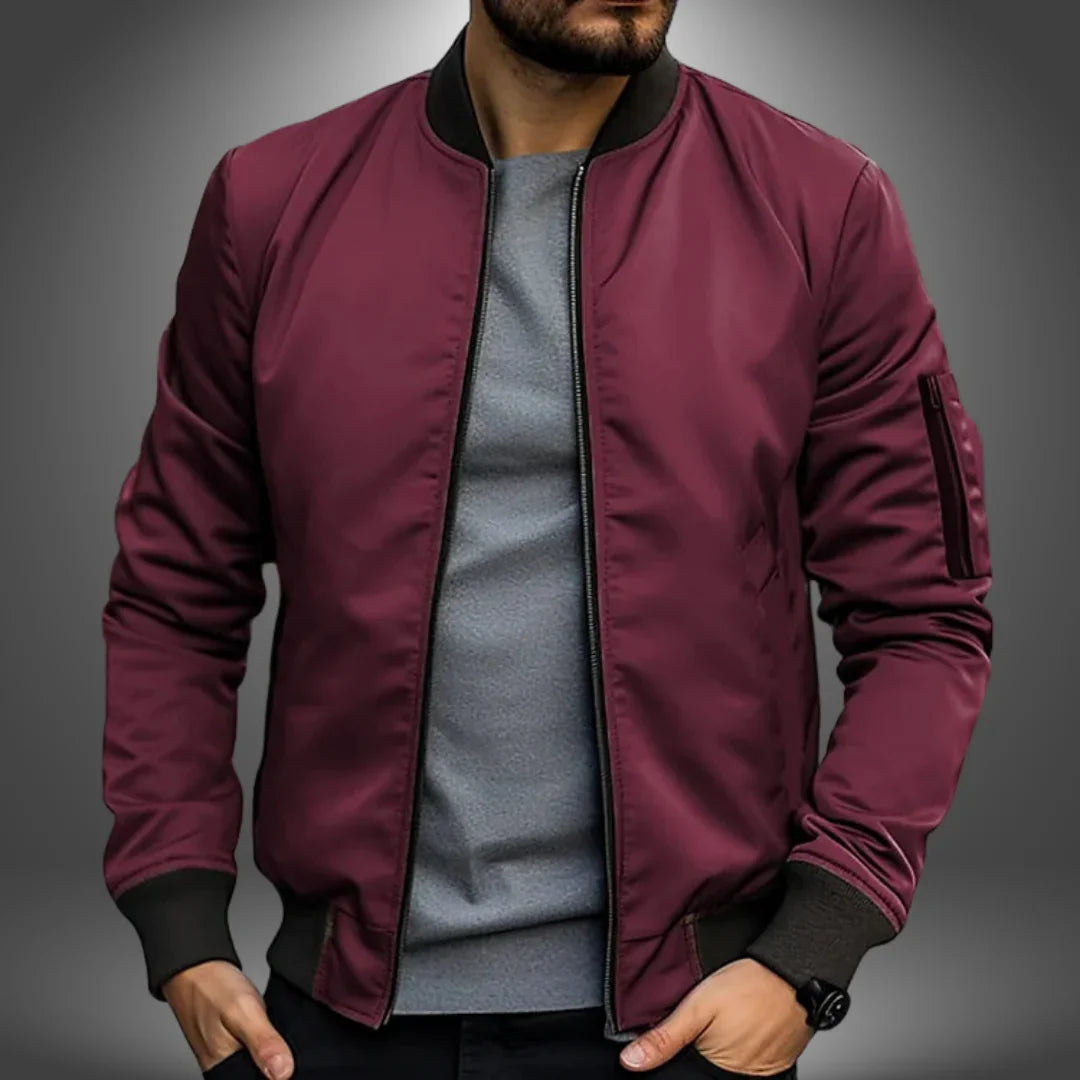 Herre Bomber Jakke Letvægts Casual Stil med Ribbet Kant