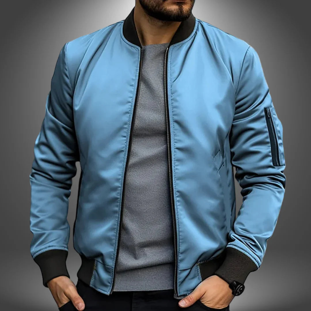 Herre Bomber Jakke Letvægts Casual Stil med Ribbet Kant