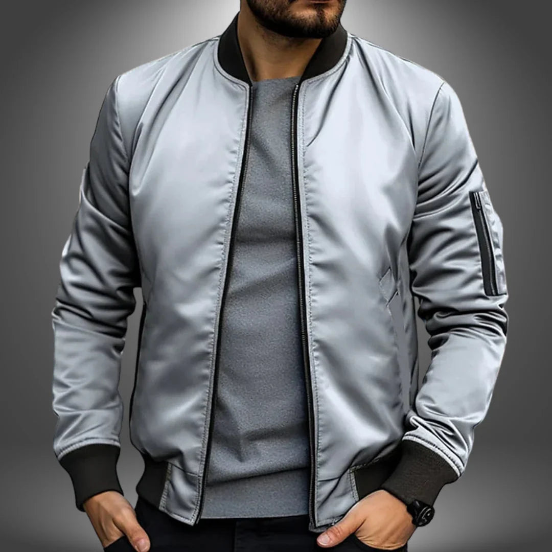 Herre Bomber Jakke Letvægts Casual Stil med Ribbet Kant