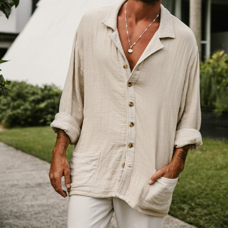 Herre Button-Up Skjorte Afslappet Pasform Casual Langærmet