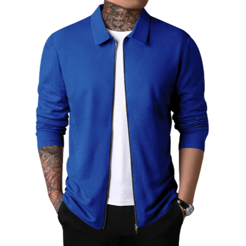 Herre Cardigan med Krave og Lynlås