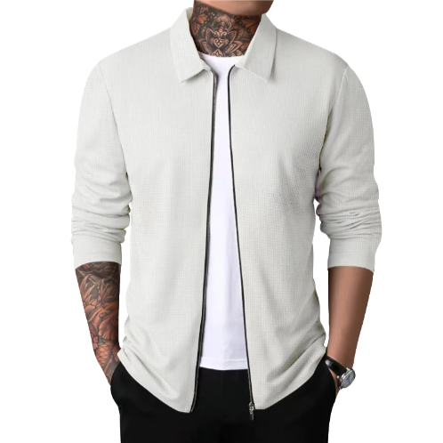 Herre Cardigan med Krave og Lynlås