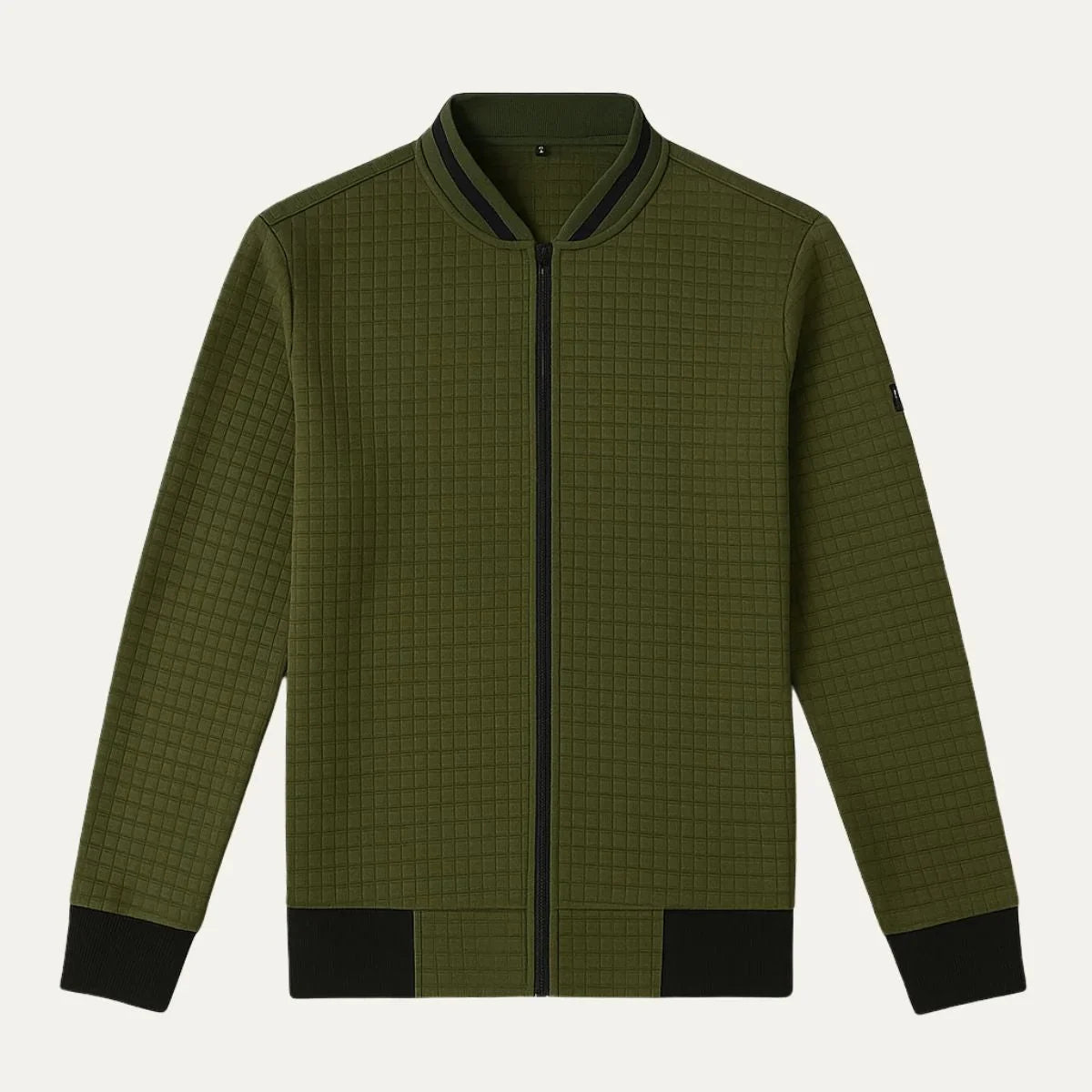 Herre Cardigan med Lynlås og Plaid Design