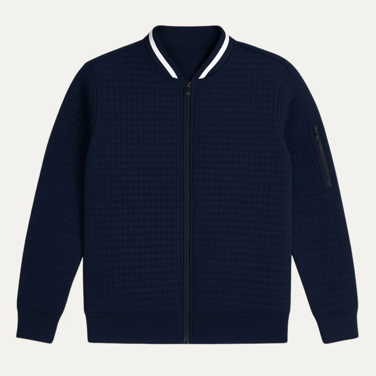 Herre Cardigan med Lynlås og Plaid Design