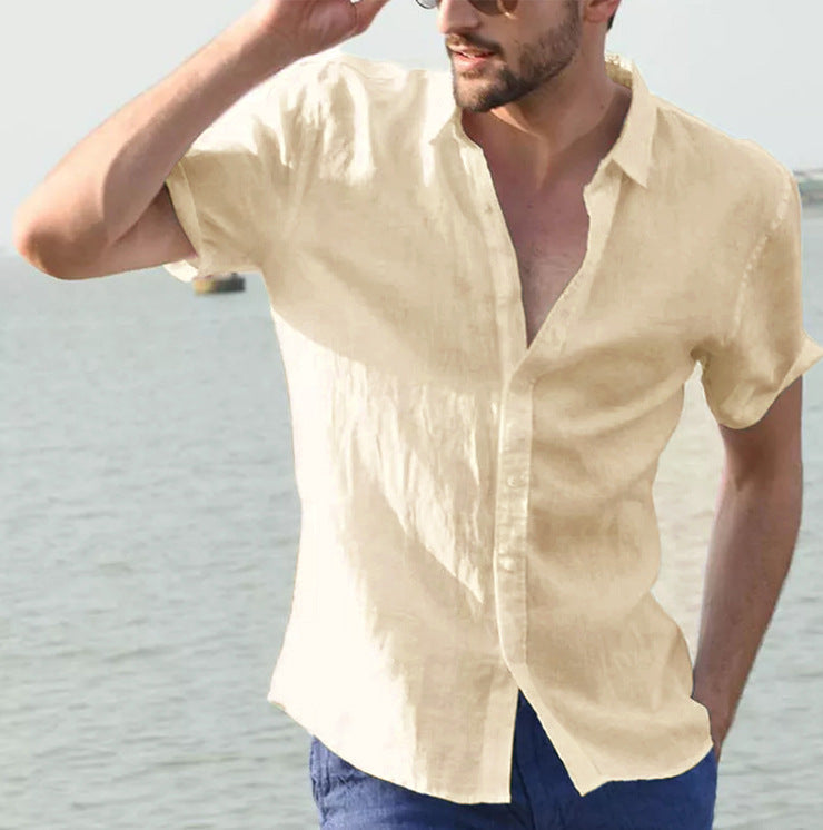 Herre Casual Skjorte Kort Ærme Button Down Krave