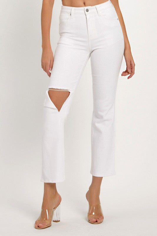 Kvinders Denim Jeans Distressed Hvid