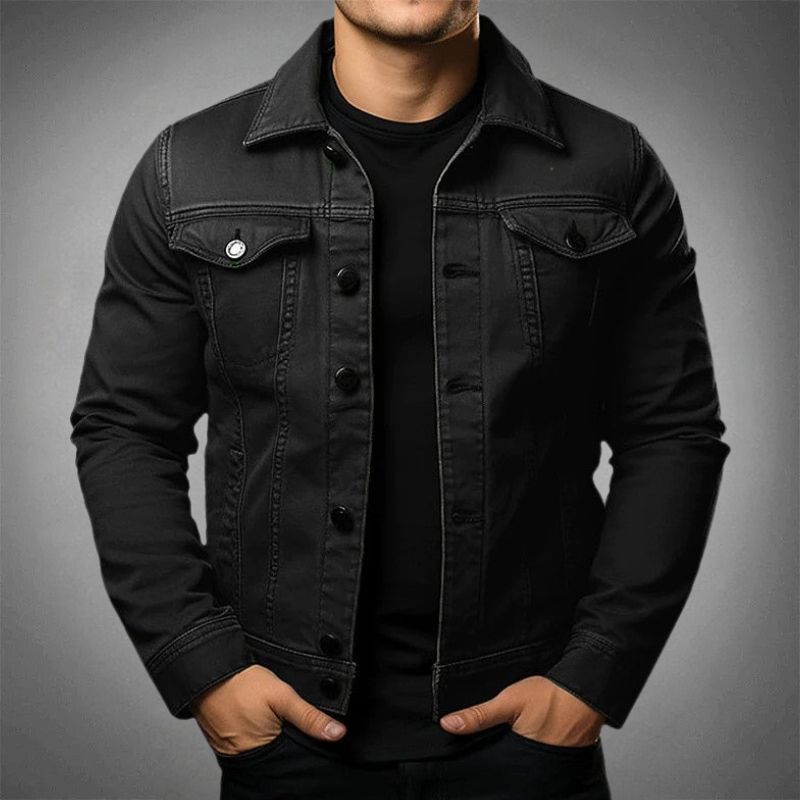 Herre Denimjakke Moderne Stil