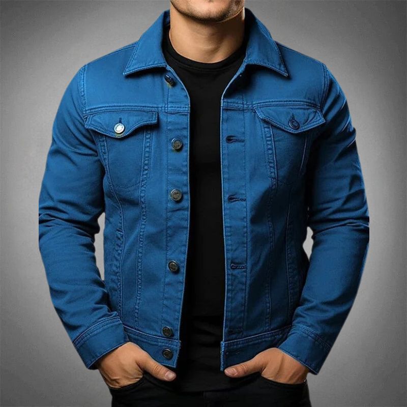 Herre Denimjakke Moderne Stil