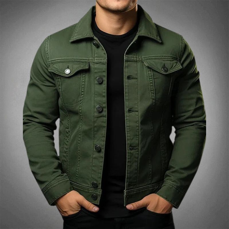 Herre Denimjakke Moderne Stil