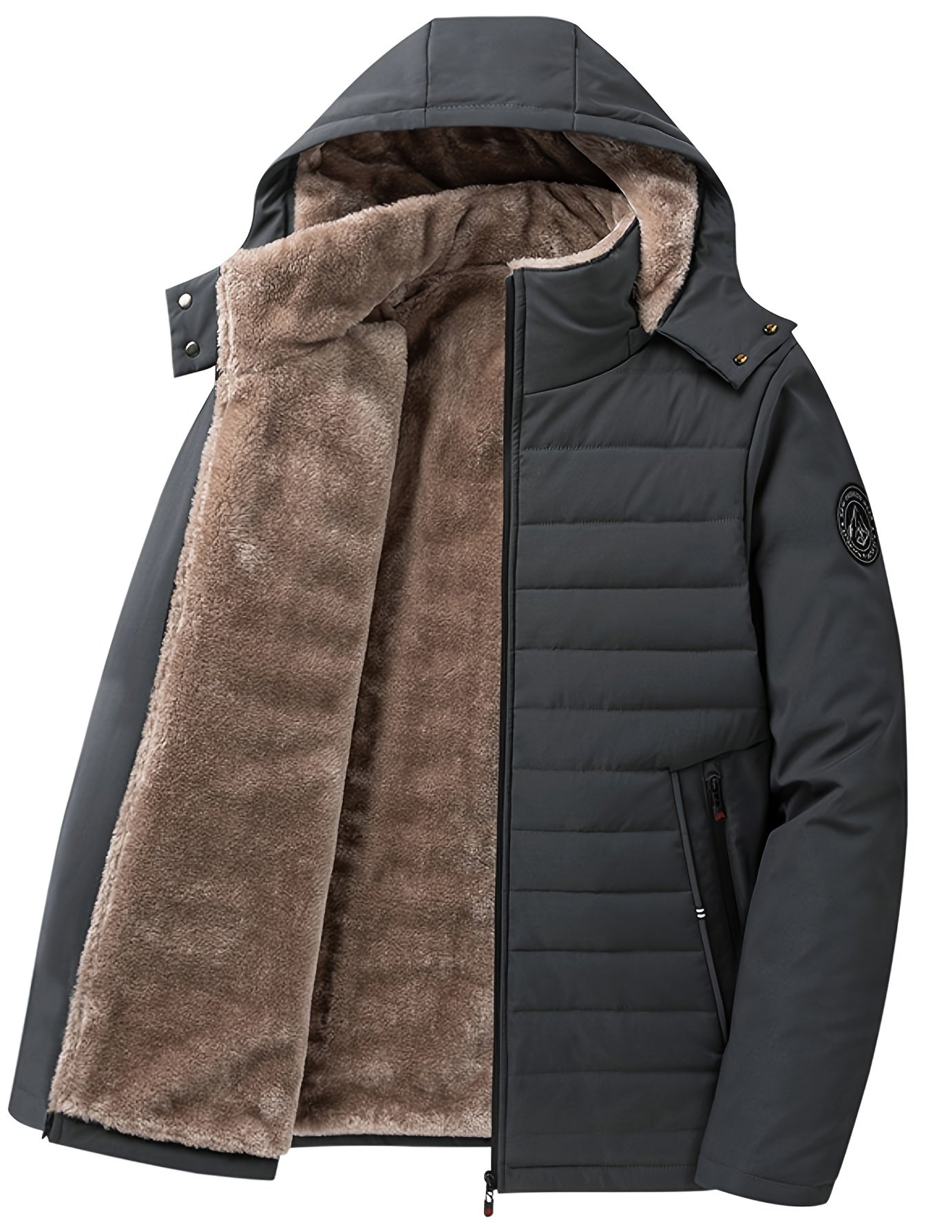 Herre Fleece Jakke med Hætte og Lynlås